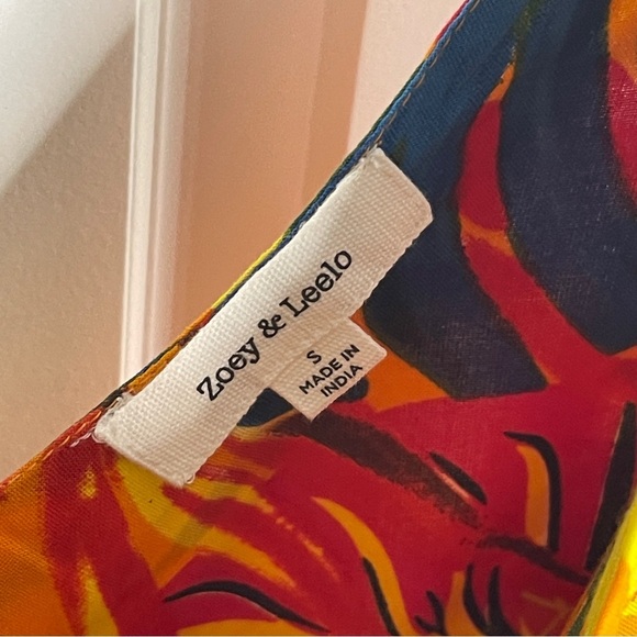 Zoey & Leelo Orange Tropical Maxi Dress Size Small Floral Empire Waist Summer - Picture 3 of 5